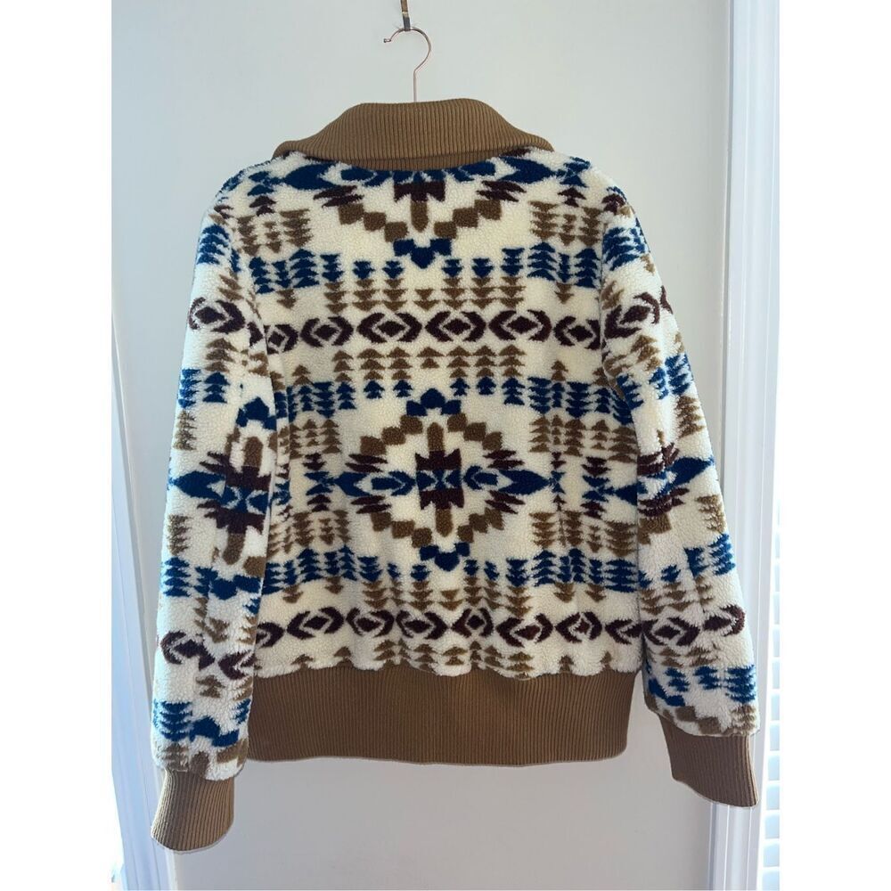 Cozy Aztec-Print Zip Jacket - Beige & Blue - Picture 4 of 6